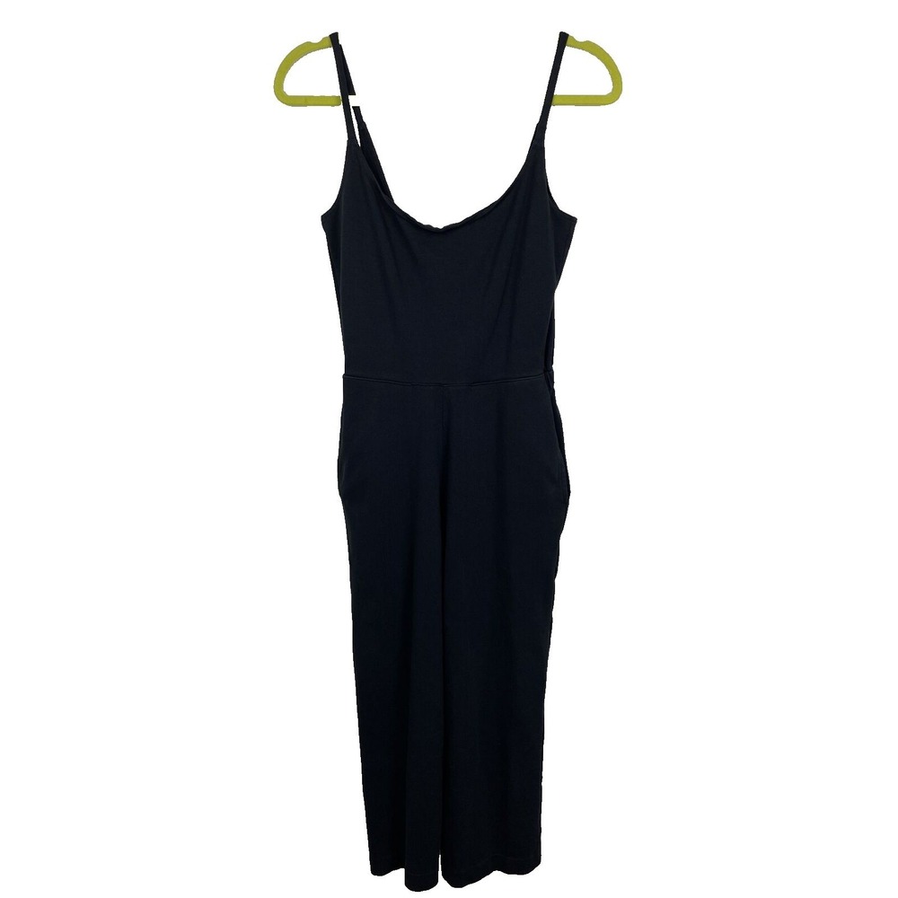 Vince Scoop Neck Jumpsuit Womens‎ XS Black Sleeveless Pockets Boho Cotton $158
